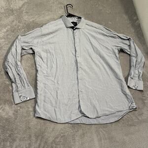 Maceoo Shirt Mens 3XL Grey Einstein Line Italian Jacquard Long Sleeve Button Up